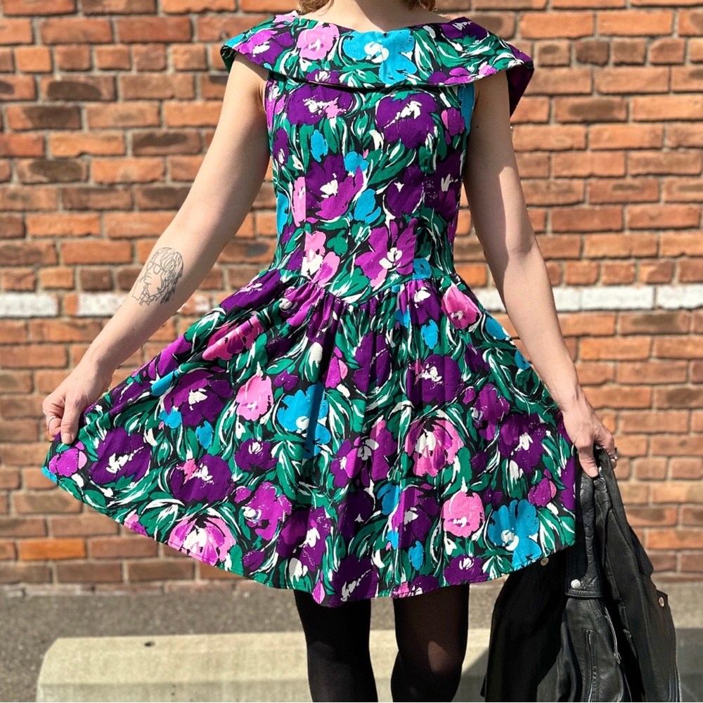 1980s Floral Spring Dress